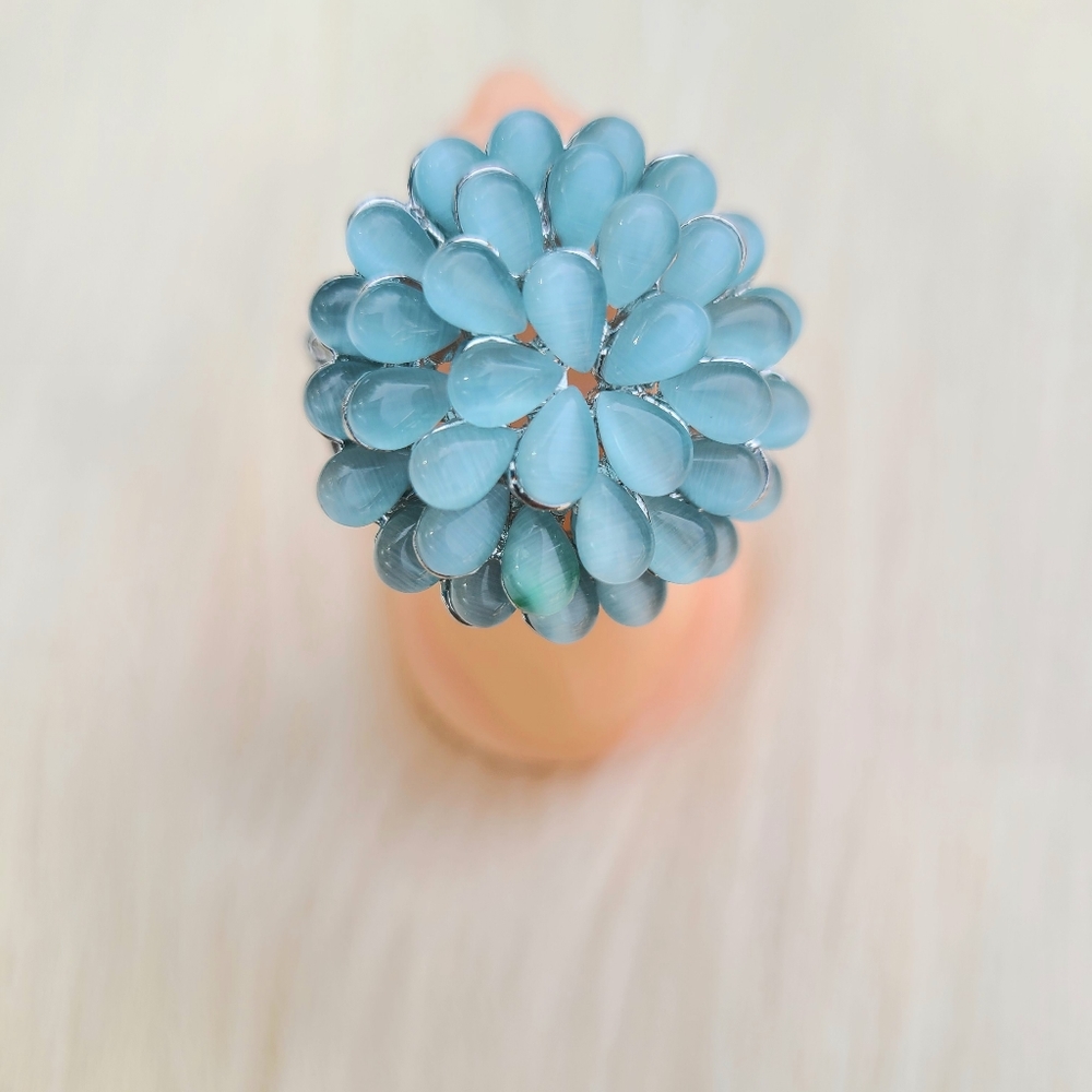 Casual minimalist flower stretchable ring silver
